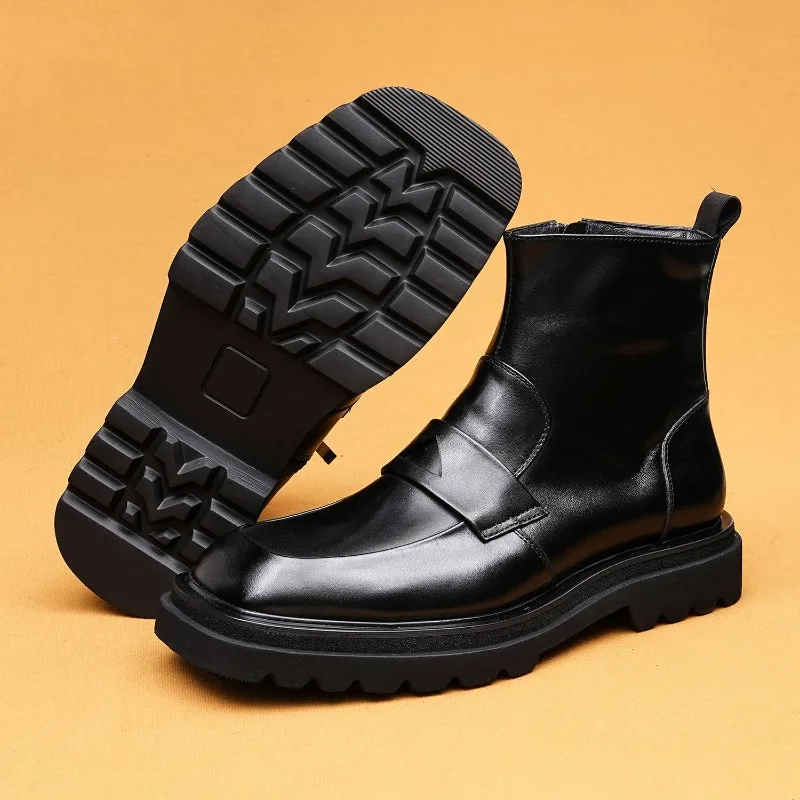 

High Quality Winter Boots Men Genuine Leather Business Shoes Short Boots
