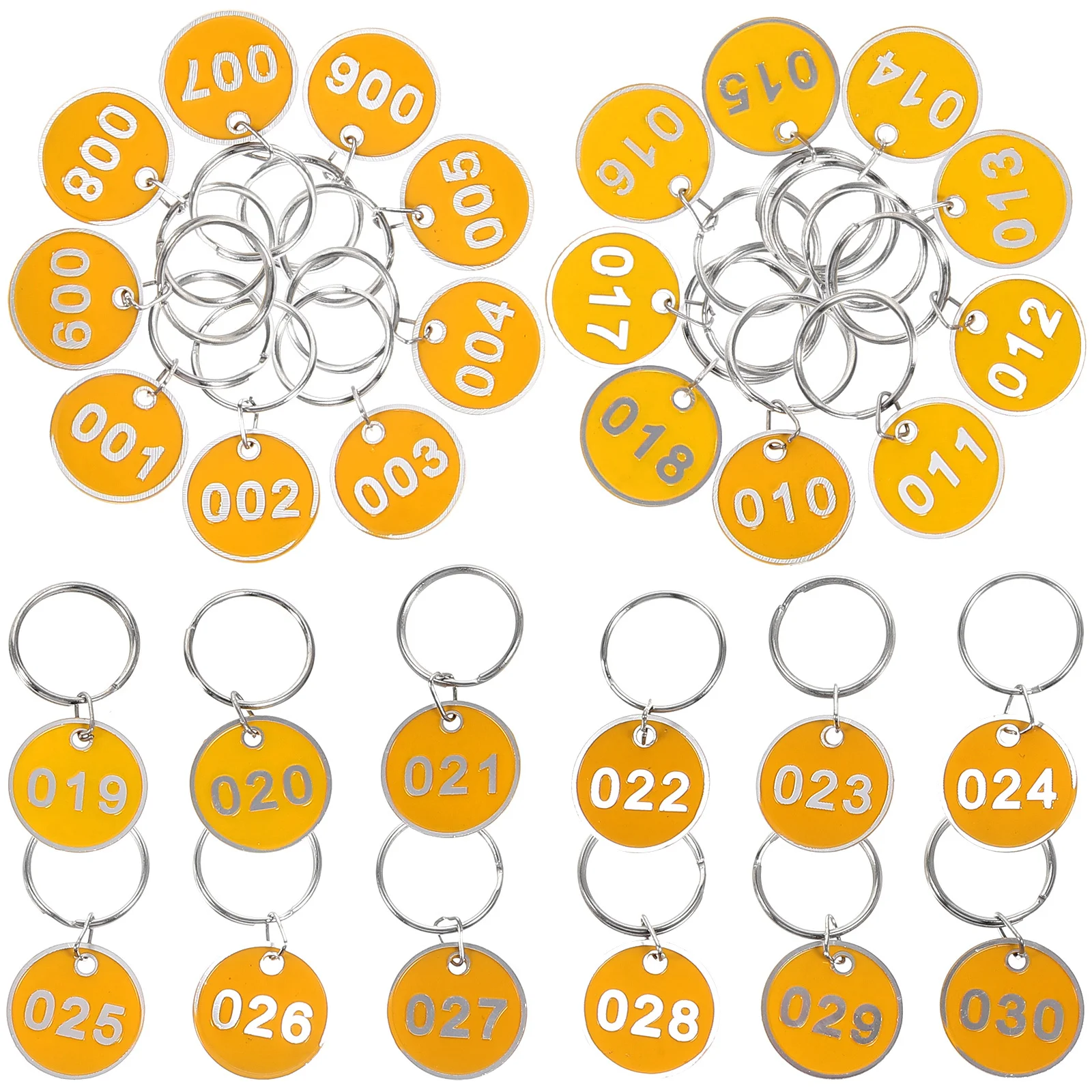 30 Stück runde Nummernschilder, Schlüsselanhänger mit Ringen, langlebige Markierungsetiketten für Restaurants, Häuser, Identifikation, Schlüsselanhänger, Schlüsseletiketten