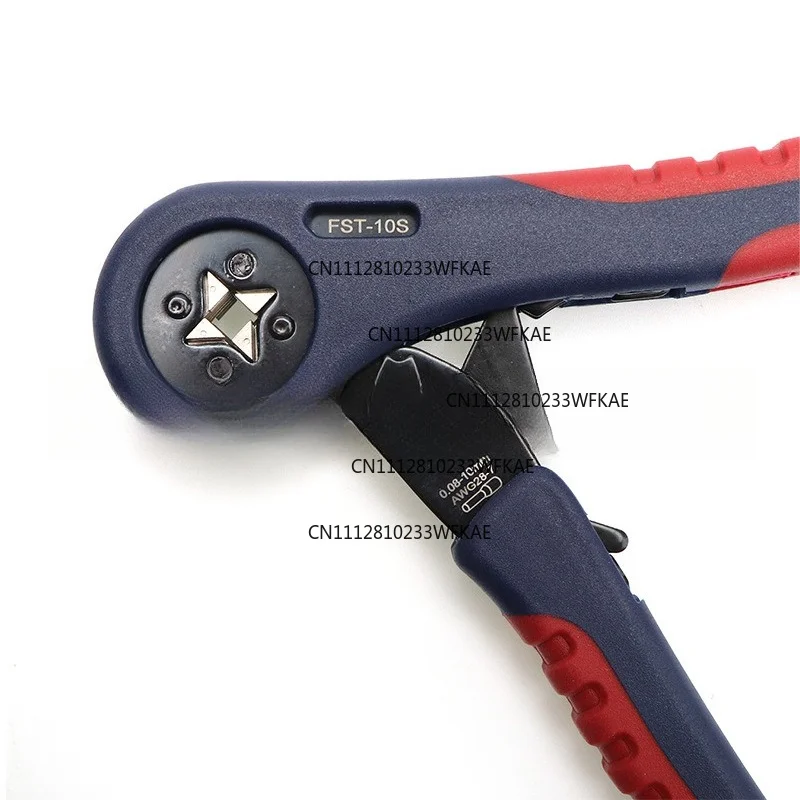 Special crimping pliers for cold-pressed tubular terminals Red and blue handle FST-10S