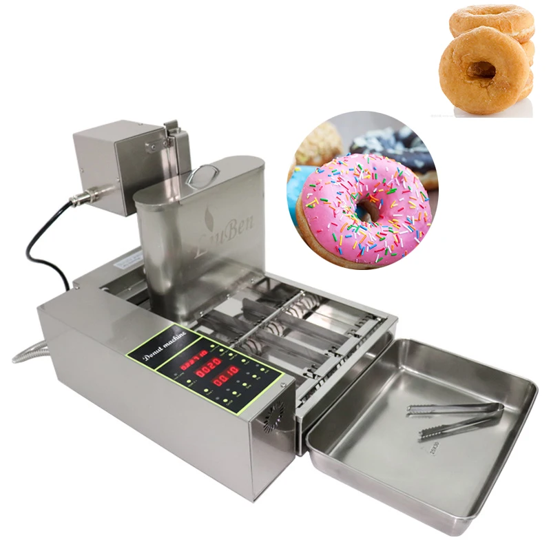 Automatic Donut Making Machine Commercial Digital Display Donuts Maker Dough Cake Snack Fryer Machine 4-Row Electric 110V/220V