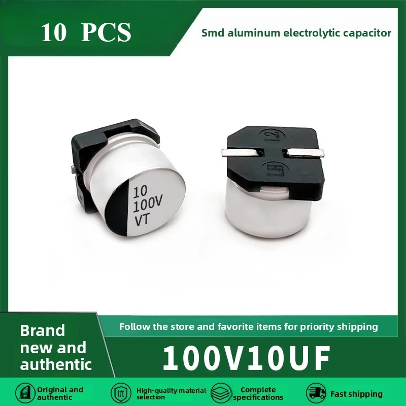 10-шт-100-В-10-мкФ-smd-для-поверхностного-монтажа-длительный-срок-службы-алюминиевый-электролитический-конденсатор-10-мкФ-100-В-63x54-мм