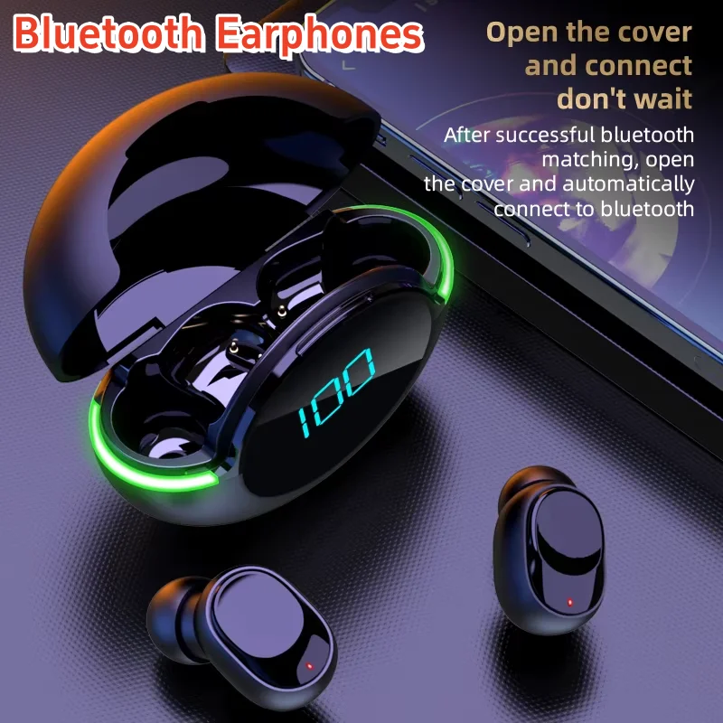 Y80 Wireless Bluetooth Earphones LED Display Screen Fast Charging Stereo Waterproof Noise Reduction Exercise Electronic Product