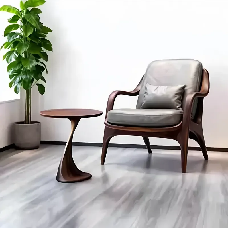 New Chinese Style North American Black Walnut Leisure Sofa Balcony Solid Wood Single Chair Casual High End Furniture