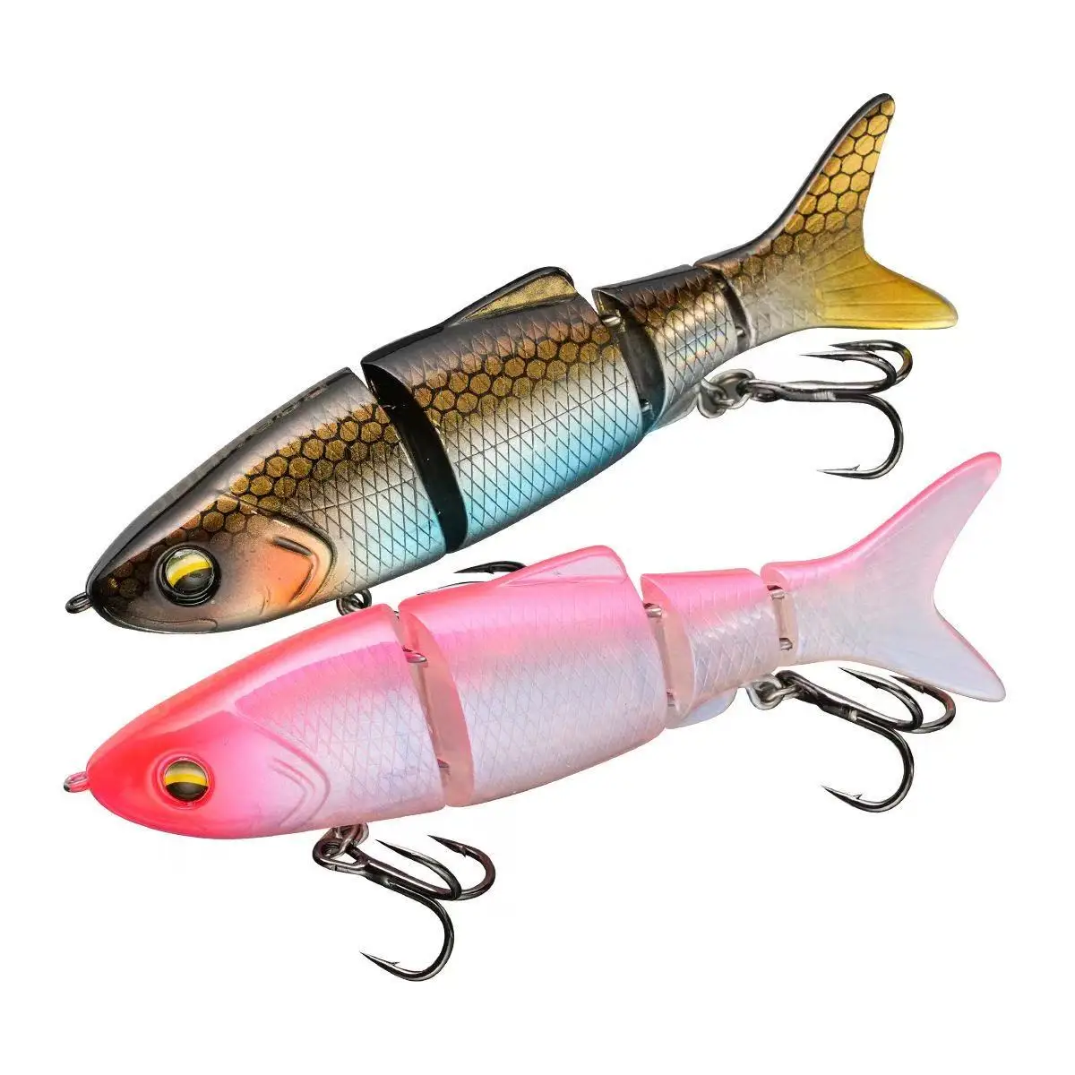 90mm 12g 4-teiliger Mehrteiliger Sinkender Minnow mit Lebensechter Schwimmaktion und Rage-Tail, Harter Angelköder mit Scharfen Dreifachhaken A – Detail 5