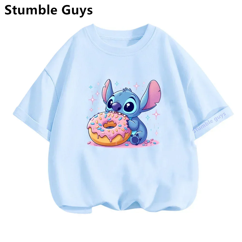 

Disney Stich T-shirt Kids Summer Student Boys & Girls Harajuku Top Lilo & Stitch Kawaii Graphic Teen T-shirt Tops