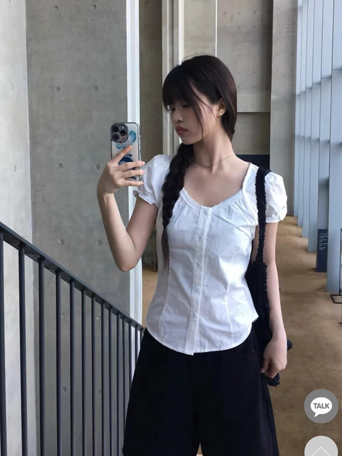 

Slim Fit Square Collar Flared Sve irt Women's Summer 2025 New Sle Commute Sle Pure Color Button Closure Casual irt