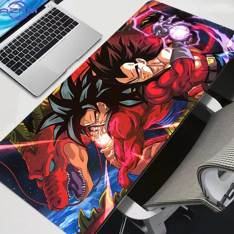Anime Blue Glow Power Effect Large Mousepad, Rubber Base Extended Desk Mat with Stitched Edge, Non Slip Table Pad for Gaming and