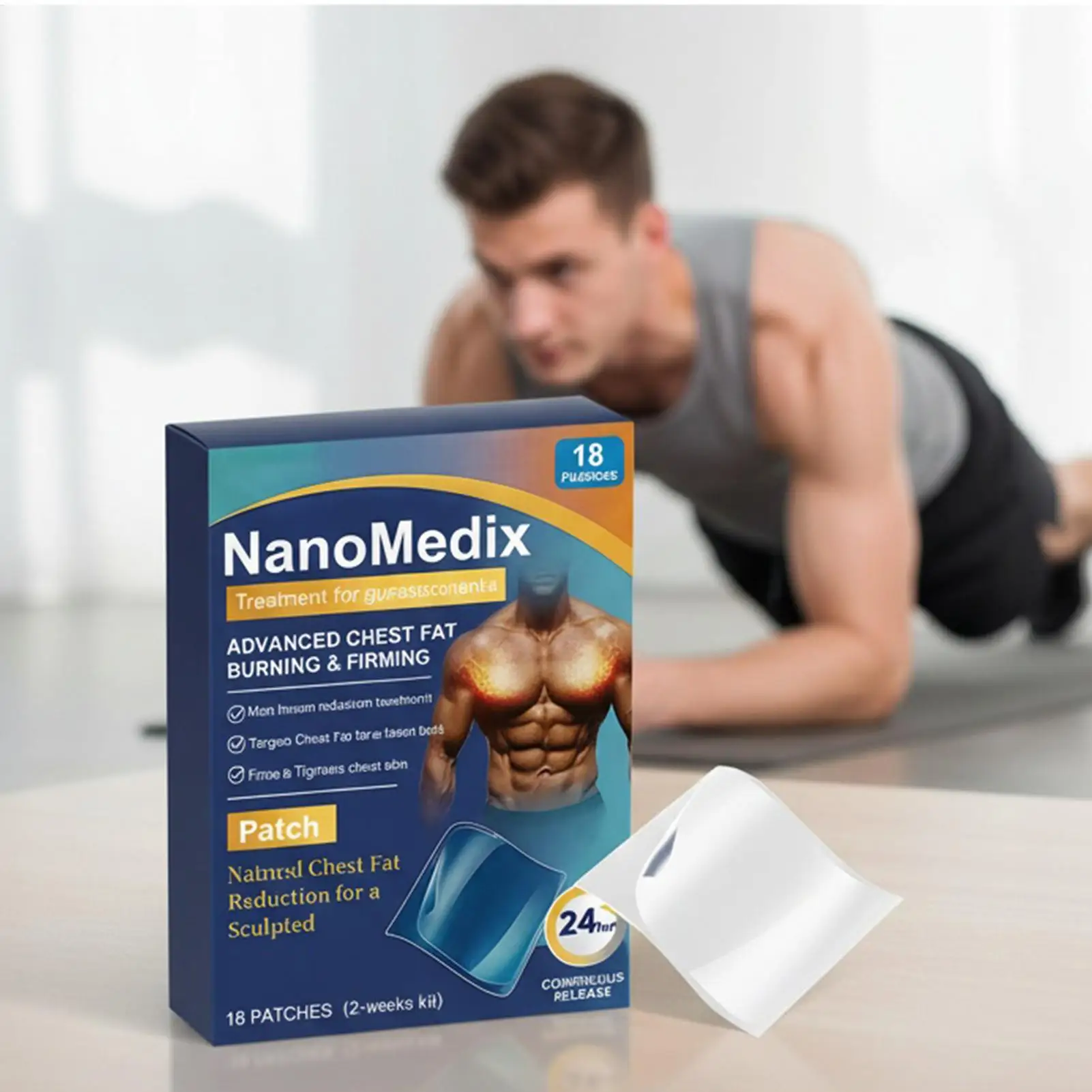 Male Breast Patch 18 Pieces Male Chest Firming Sticker BodySculpting Patch for Men Breast Reduction Care Post Workout Home