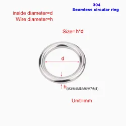 304 Stainless Steel Seamless Circular /o-Shaped Solid Steel Ring M3M4M5M6M7M8
