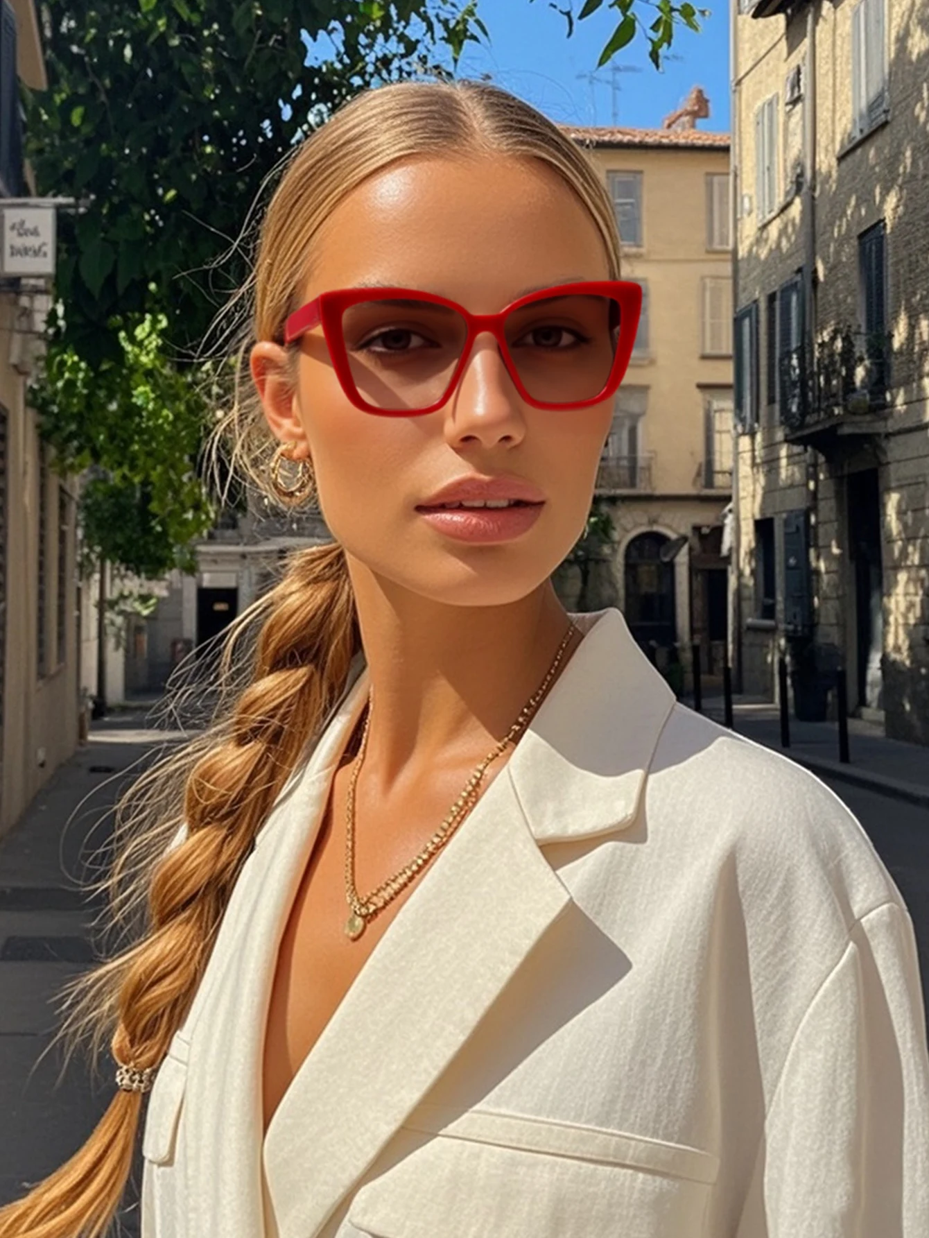 1-teilige Cat-Eye-Sonnenbrille im Retro-Stil, modische und hochwertige Damen-Sonnenbrille, geeignet für den Urlaub am Meer