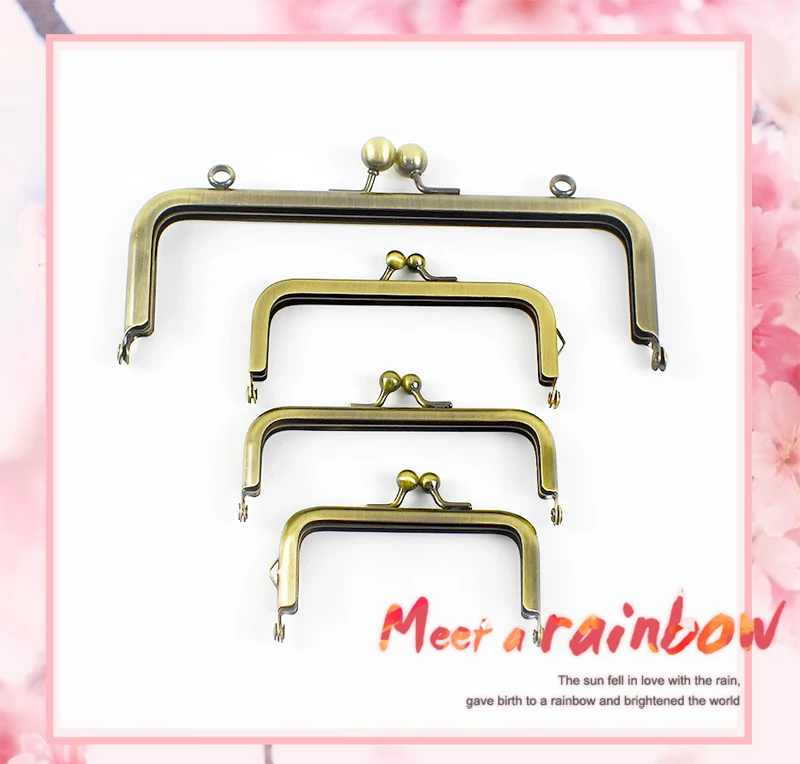 2/5Pcs 8.5/10.5/15/18.5cm Metal Bag Handle Square Smooth Clourse Purse Frame Kiss Clasp Handbag Sewing Brackets Bags Accessories