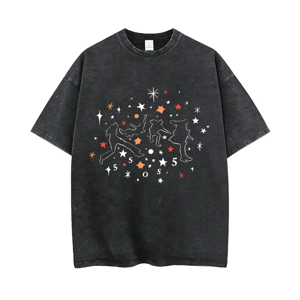 

Washed Vintage 5 Seconds of Summer Everyone's A Star T-shirt Men's Women Fashion Punk Rock T Shirts Male Cool Oversized T-shirts