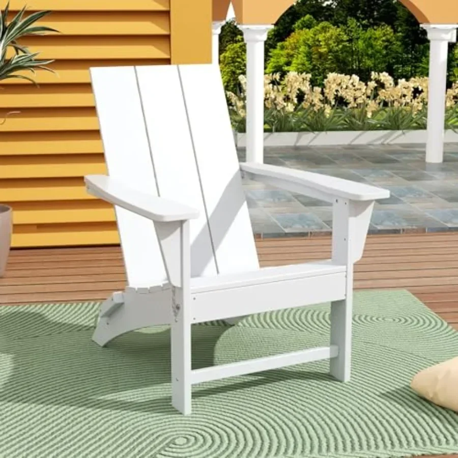 Outdoor folding Adirondack chair for patio use, polywood material, classic navy blue, weather-resistant and lightweight design