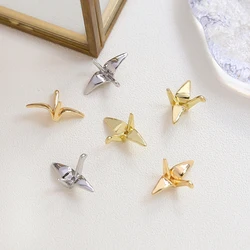 6pcs Copper Plated Gold Perforated Thousand Paper Crane Pendant DIY Handmade Jewelry Bracelet Ear Jewelry Beaded Materials
