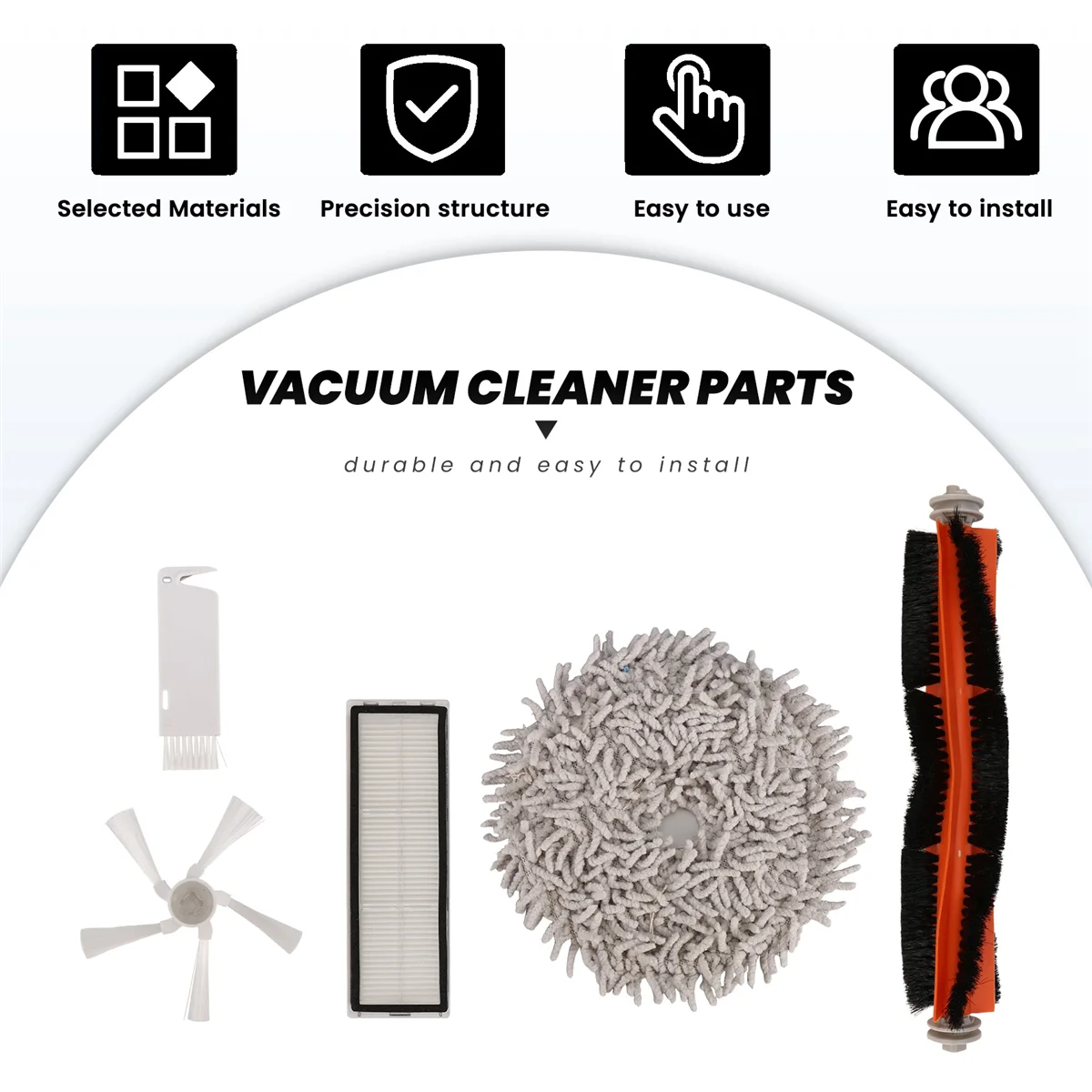 T71C untuk Aksesori Penyedot Debu Dreame Bot W10 W10Pro, Sikat Sisi Utama, Filter HEPA, Suku Cadang Kain Pel