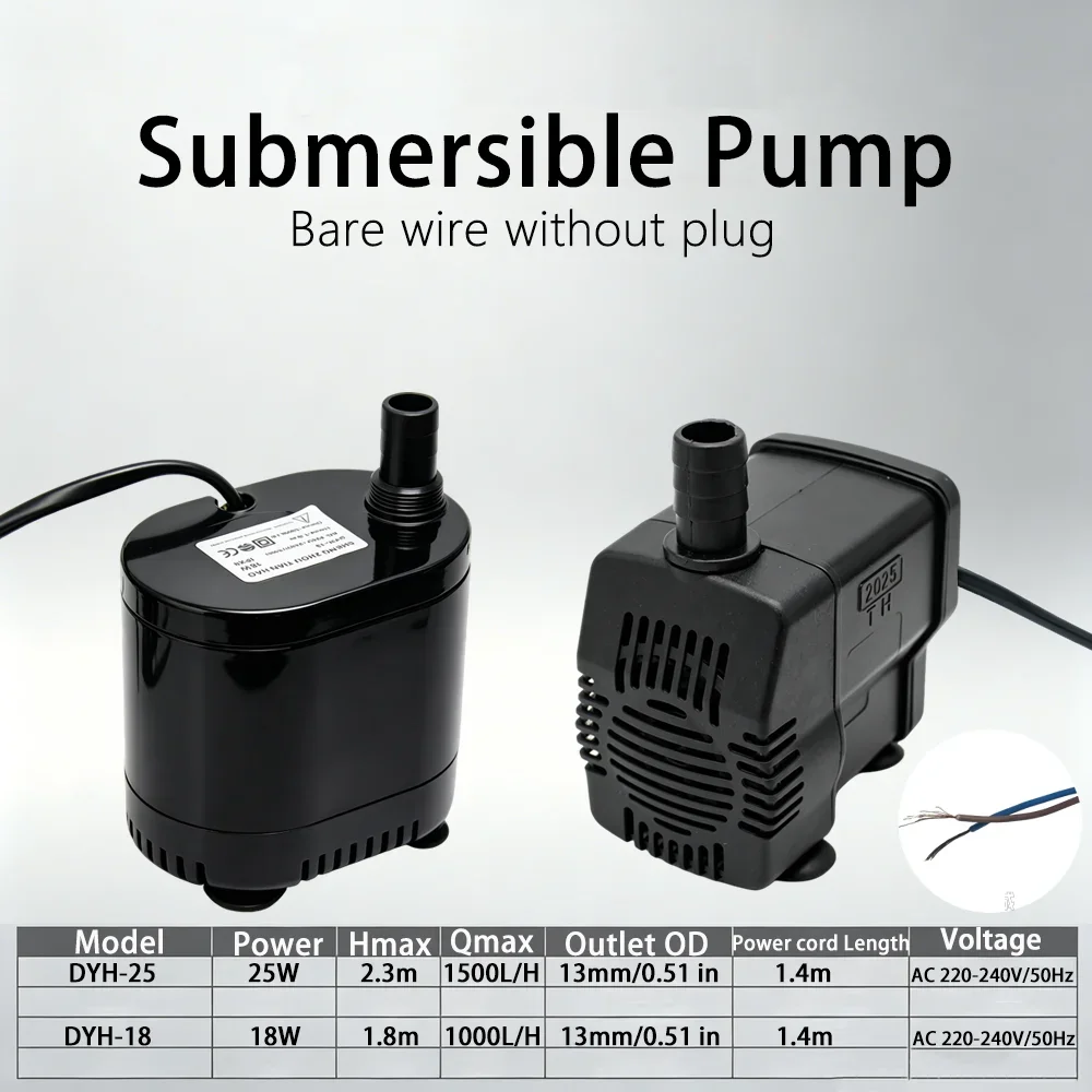 Image of 1 Stück 220V Tauchpumpe mit blankem Kabel, Miniatur-Wasserpumpe für industrielle Luftkühler und Wasser-Klimaanlagen