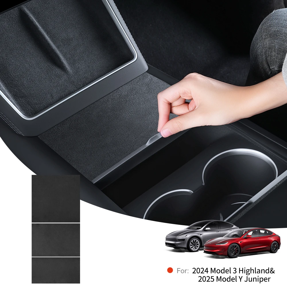 

YZ For Tesla Model 3 Y Highland Juniper Central Control Panel Electrostatic Adsorption Sticker Suede Film Central Control Cover
