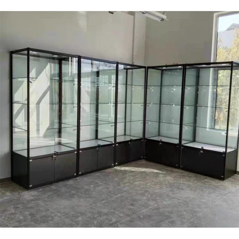 

Custom. Wooden Glass Cabinet Retail Shop Showcase Cosmetics Display with Lock