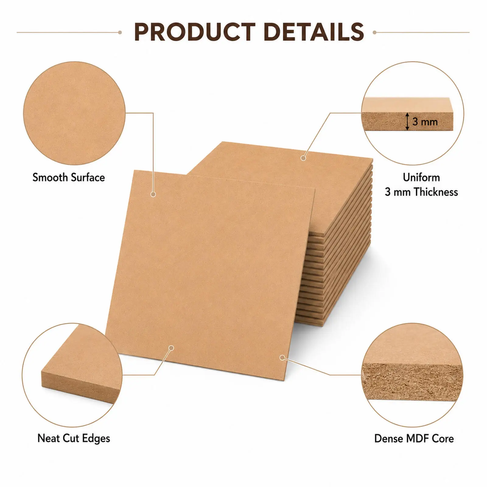 1/3/5/Pcs 300x300x3mm MDF Wood Panels Blank Board for Laser Engraving CNC Router DIY Painting Drawing Crafts Home Decor