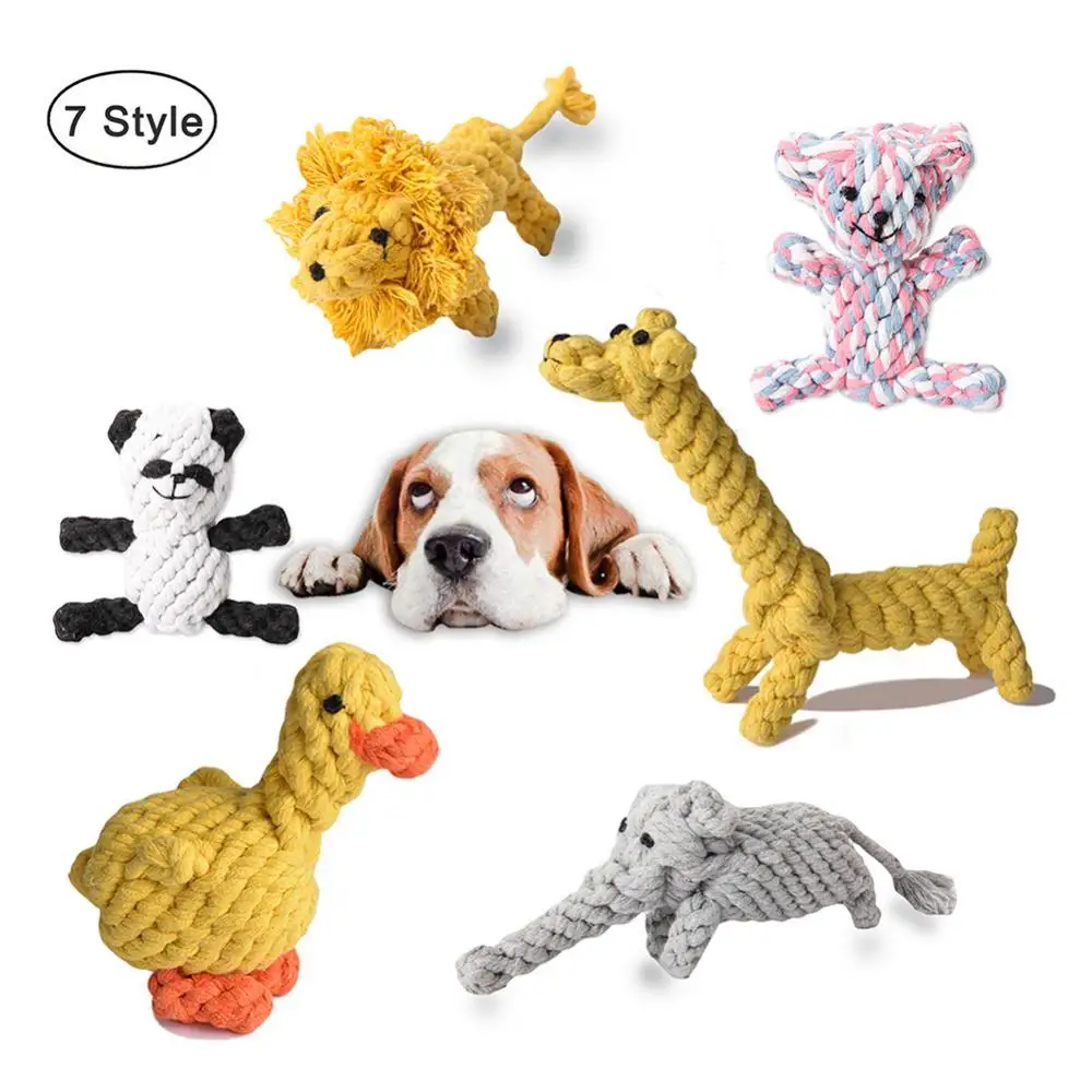 Braided Rope Dog Slipper Bear Duck Pet Dog Teeth Cleaning Chew Teething Toy Squeaky Dog Toy Dog Rope Toys Puppy Fluffy Chew Rope