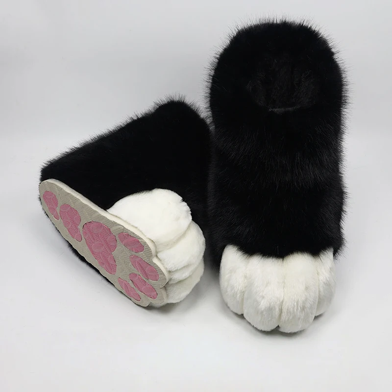 Harige Kat Poot Schoenen Pluizige Laarzen Meisjes Schoenen Beest Poot Schattig Pluche Kig Fursuit Dierenvoet Sokken Anime Party Cosplay Kostuum