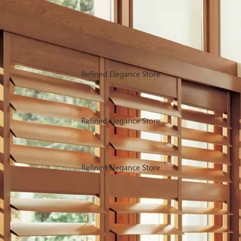 Modern Decorative PVC Wood Composite Built‑in Horizontal Opening Household Window Louver Shutter