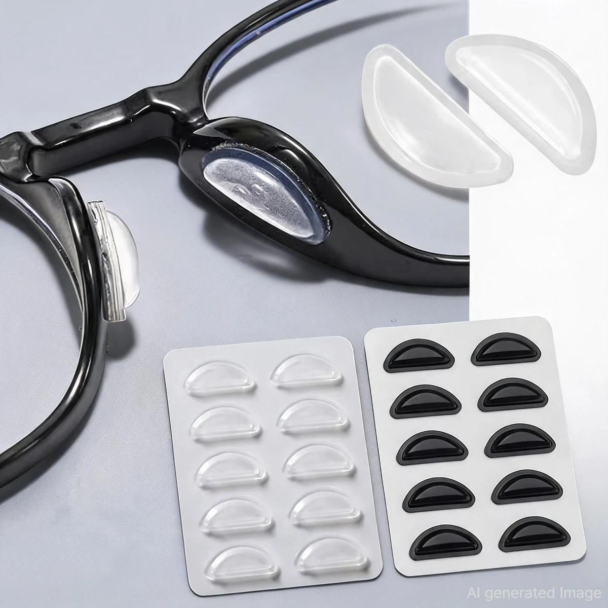 5/10 Paia di cuscinetti nasali super adesivi e antiscivolo per occhiali, cuscinetti nasali in silicone morbido per occhiali con montatura in plastica, ricambi per occhiali 2028