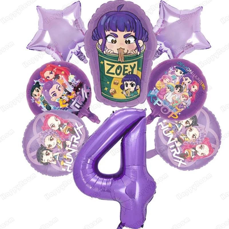 8 قطعة Kpop شيطان الصيادين بالونة عيد ميلاد مجموعة الموسيقى فتاة عدد بالونات ديكور الكرتون لوازم الحفلات استحمام الطفل لعبة هدايا الاطفال #5