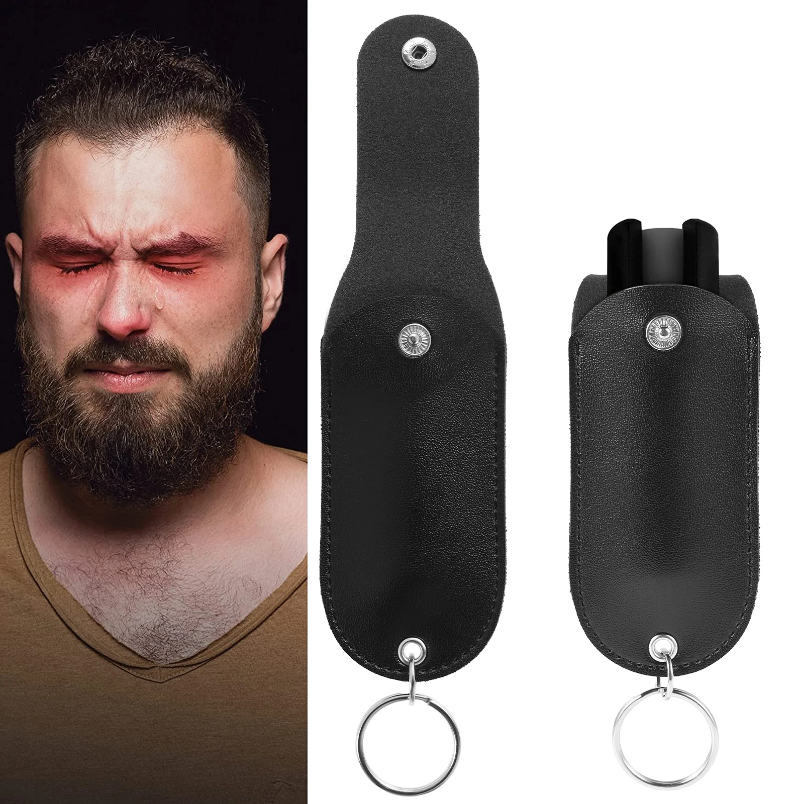 1/2/3PCS PU Pepper Spray Pouch Mini Portable Pepper Spray Holster Self Defense Spray Leather Holder Mini Keychain for Women image 5