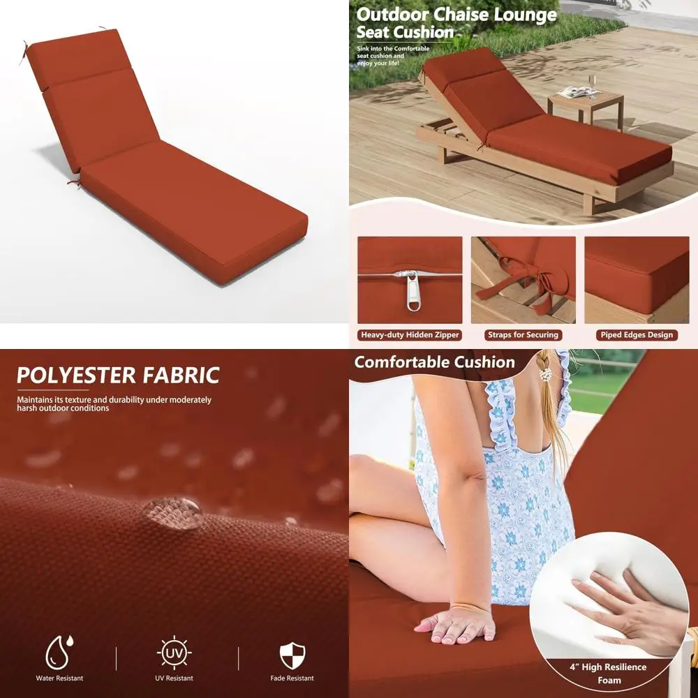 

Outdoor Chaise Lounge Cushion 72 L X 21 W X 4 D, High-Density Foam Outdoor Chaise Cushion Water Repellent and Fade Resistant for