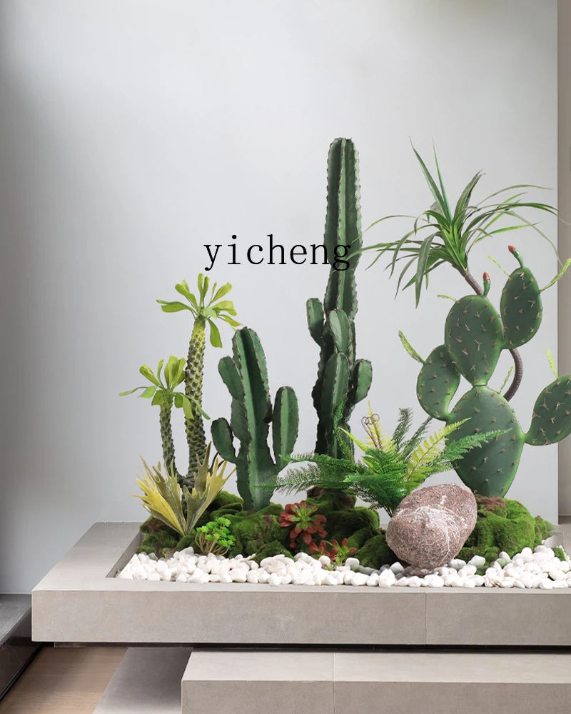 Zc Large Artificial Green Plant Cactus Landscaping Indoor Tropical Plant Landscape Decoration Ornaments