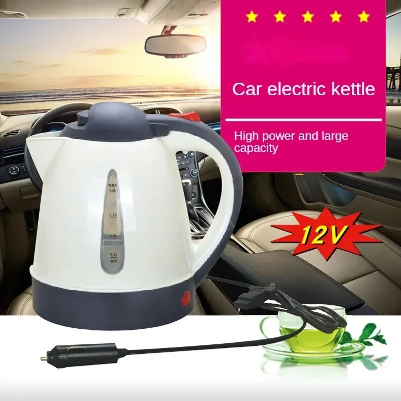 1000mL Car Electric Kettle 12V/24V 150W Portable Cigarette Lighter Kettle for Trip Travel Car Truck Travel Coffee Heated Tea Pot