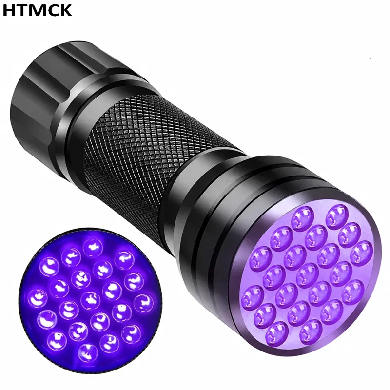 Portable 21 LED UV Blacklight Flashlight, 395nm Mini Ultraviolet Torch for Pet Urine Stain Detection