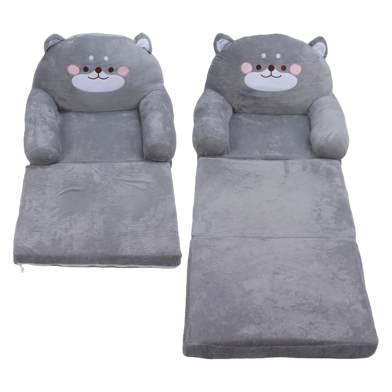 Sedia per bambini Design pieghevole Schienale stabile Cane grigio Divano per bambini morbido e traspirante per dormire