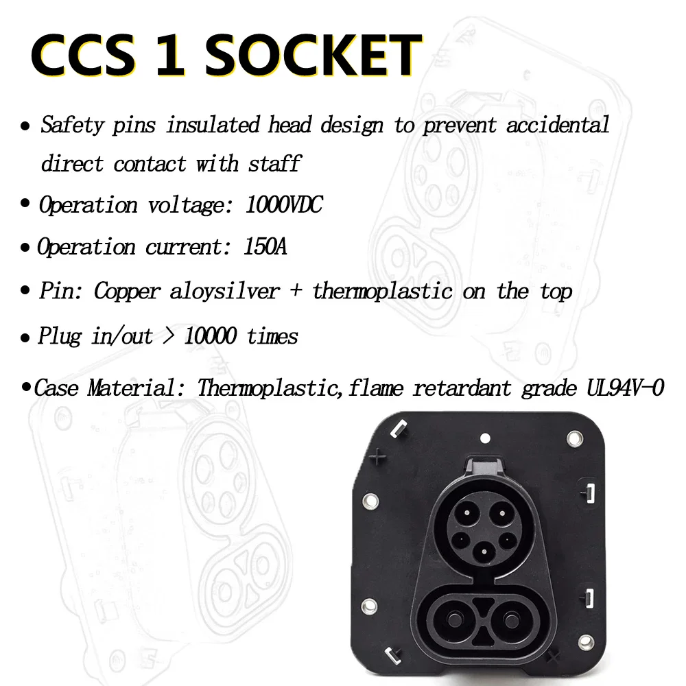 Combo 1 ccs 1 conector do carregador de ev ccs 1 soquete 150a com 1 metro cabo evse combo ccs 1 soquete para acessórios do carro elétrico