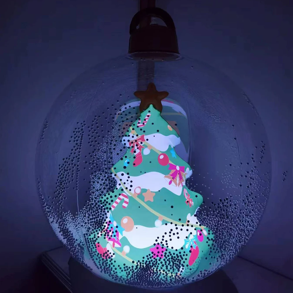 كرة عيد الميلاد القابلة للنفخ من مادة PVC مقاس 24 بوصة، زينة عيد الميلاد الخارجية مع زينة عيد الميلاد الخفيفة والبعيدة للعام الجديد