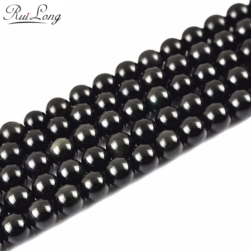 4/6/8/10/12/14/16/18mm Natural Stone Black Obsidian Used For Diy Jewelry Bracelet Necklace Making