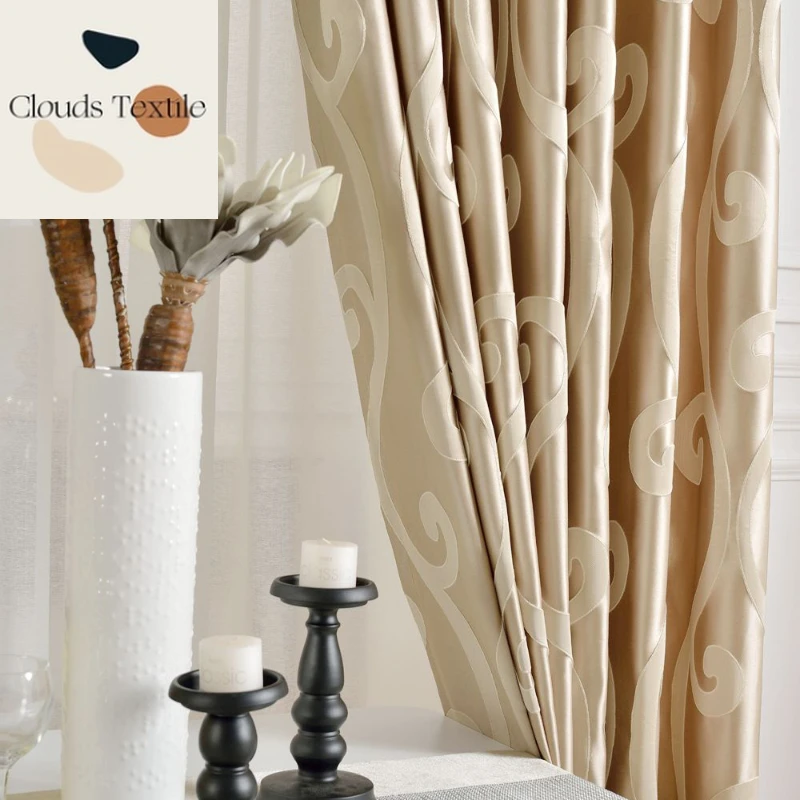 

Modern Curtains for Living Dining Room Bedroom Minimalist High Precision Jacquard Satin Fabric Light Luxury Curtains