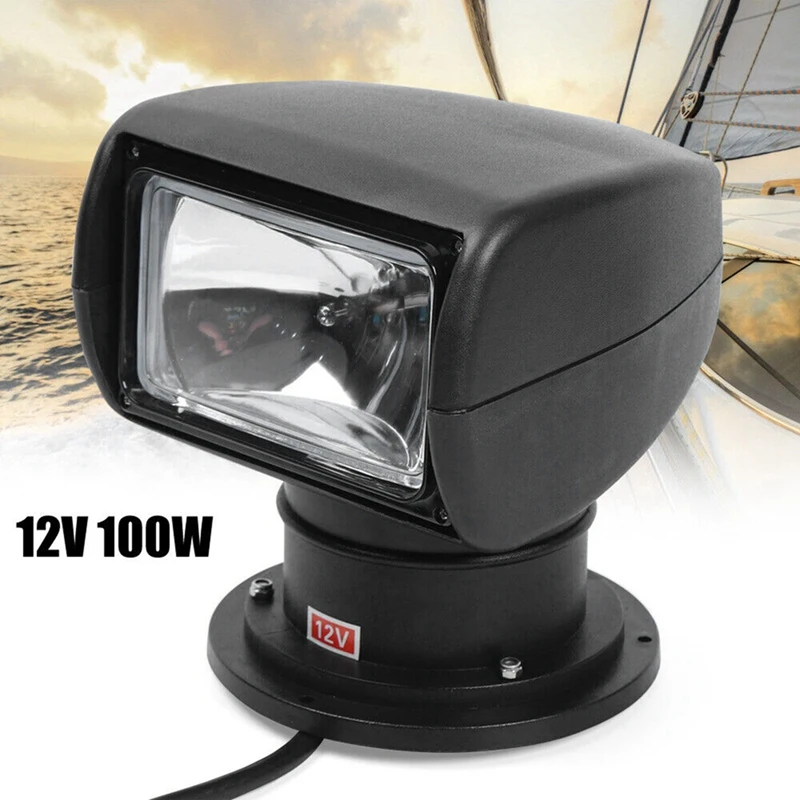 Boat Marine Spotlight Remote Control Truck Car Searchlight 100W 12V Spot Light Durable Easy Install