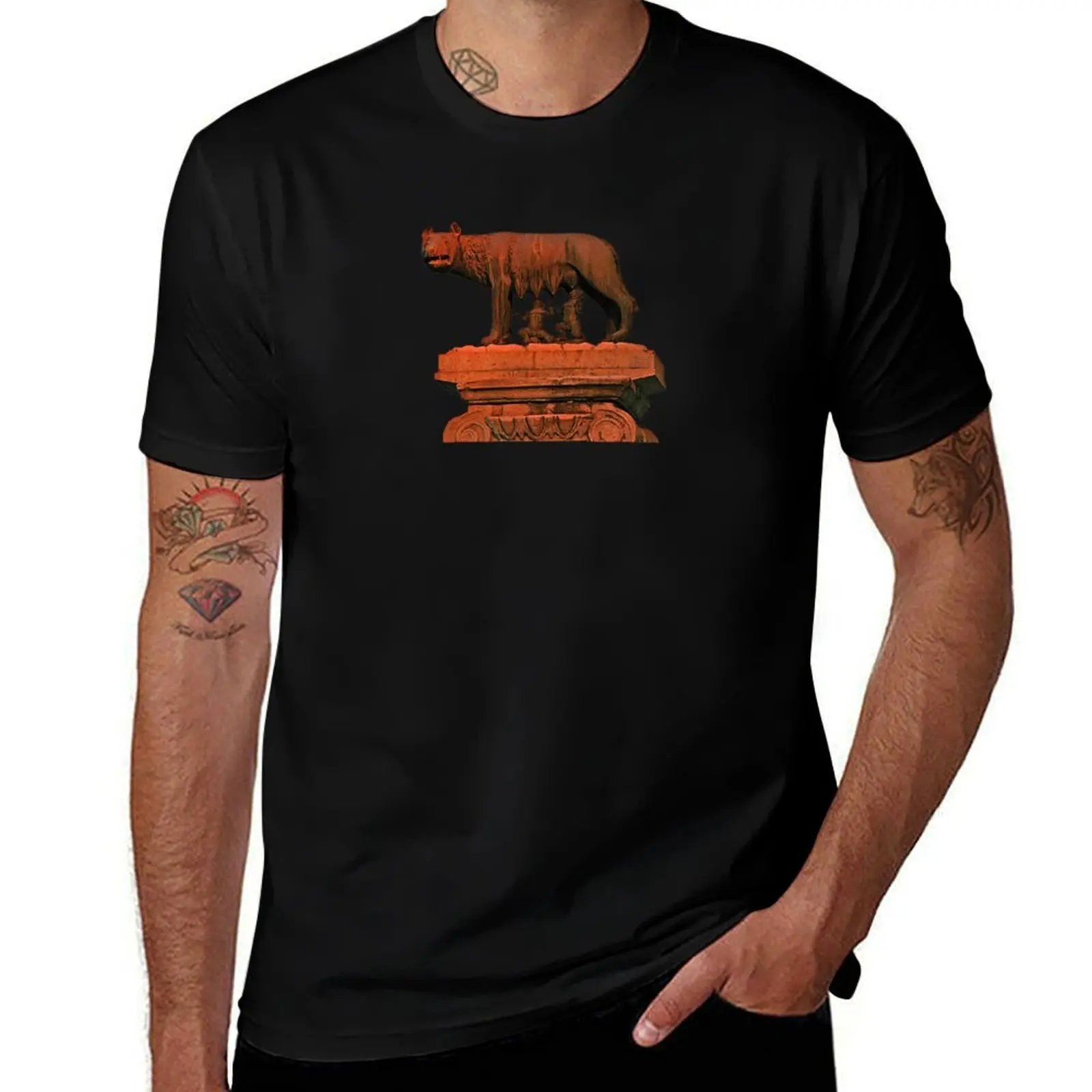 Capitoline Wolf Rome Symbol Myth Bronze Sculpture T-Shirt Durable Work Wear T-Shirt
