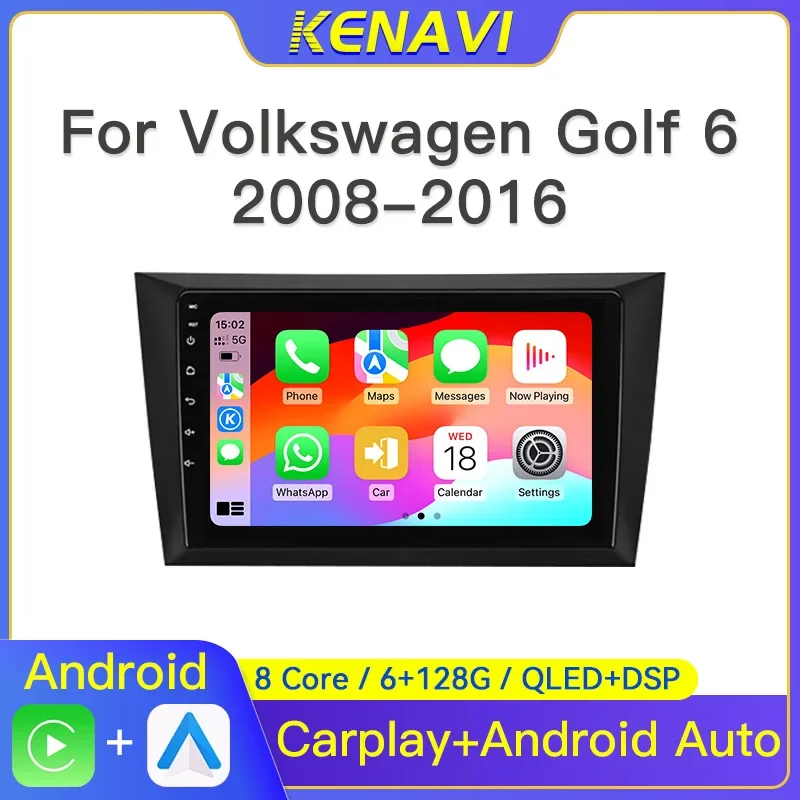 

2 Din Android Car Stereo Radio For Volkswagen Golf 6 2008-2016 Multimedia Video Player GPS Navigation Carplay Head Unit Screen