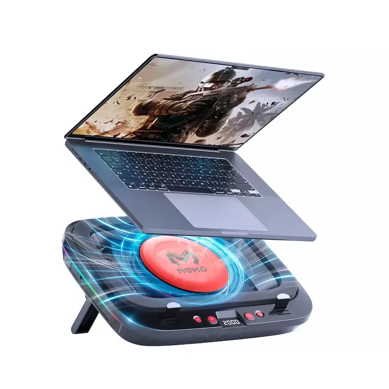 Laptop Cooling Pad Gaming Notebook Cooler RGB LED Display 30W Strong Air Flow Adjustable Stand for 12 to 17 Inch MacBook Pro