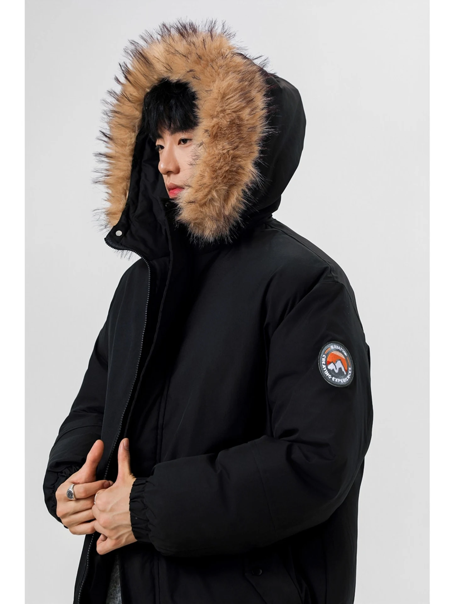 

Мужское зимнее хлопковое пальто со съемным меховым воротником и капюшоном, новое пальто из полиэфирного волокна Long Sve