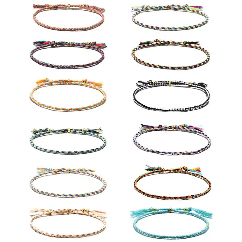 Korean Bohemia Copper Bead Girls Colorful For Women Polyester Thread Fashion Accessories Woven Bracelet Braid Hand Rope