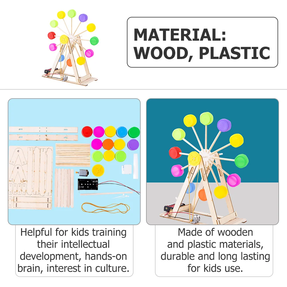 ชุดประกอบชิงช้าสวรรค์ DIY 1 ชุด ชุดประกอบไม้สำหรับเด็ก ชุดประกอบเพื่อการศึกษา ชิงช้าสวรรค์ทำมือสำหรับการทดลองทางวิทยาศาสตร์
