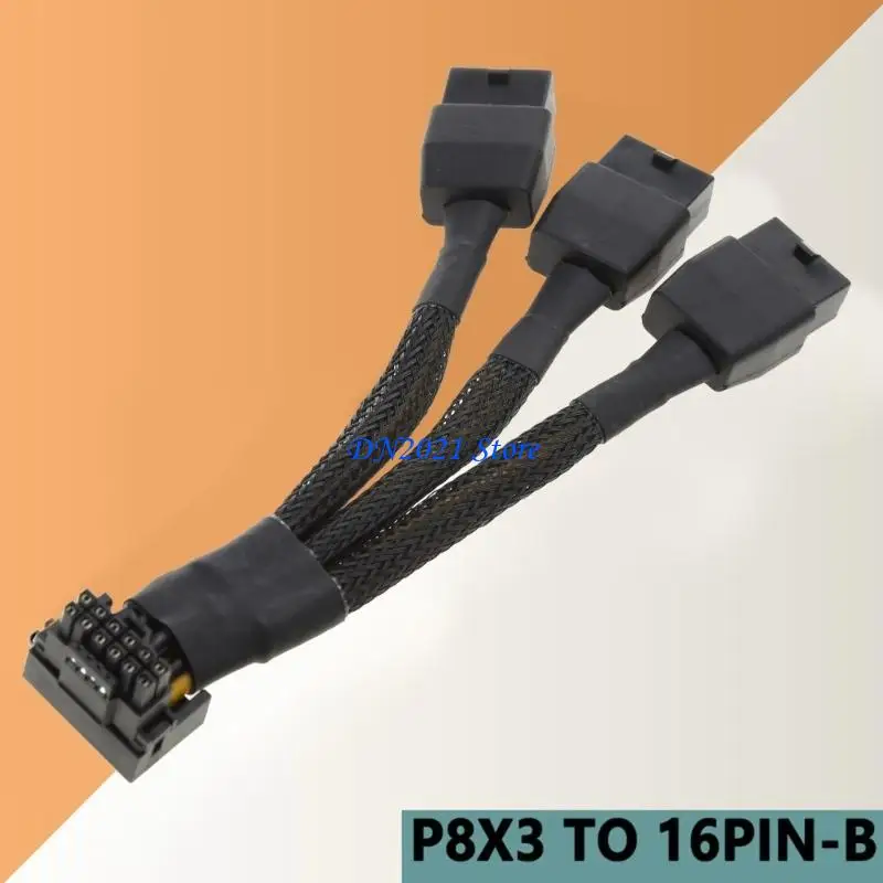 F3KE 3x8pin 8PIN to 16Pin 12VHPWR GPU Cable 16Pin 12+4Pin Power Supply Adapter GPU Power Cable 16Pin Connector GPU Extension