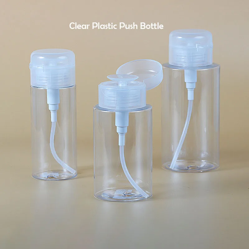 1pcs Push Down Pump Dispenser Empty Refillable Flip-Top Plastic Bottle For Dispensing Nail Polish and Make-Up Remover