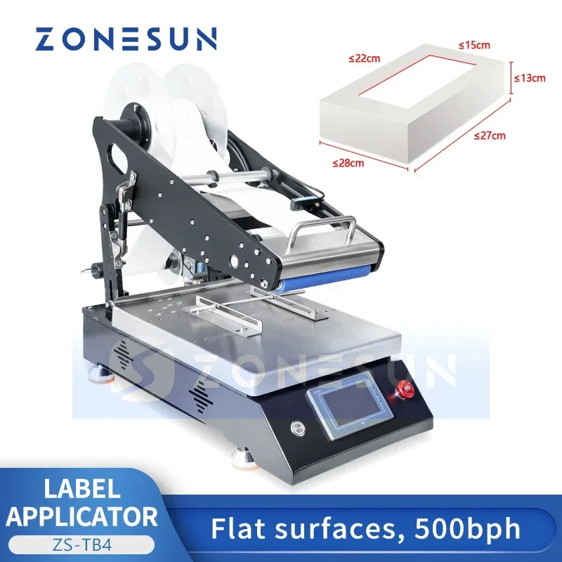 ZONESUN Semi Automatic Flat Surface Labeling Machine Sticker Label Applicator Square Bottle  Boxes Cartons Labeler ZS-TB4