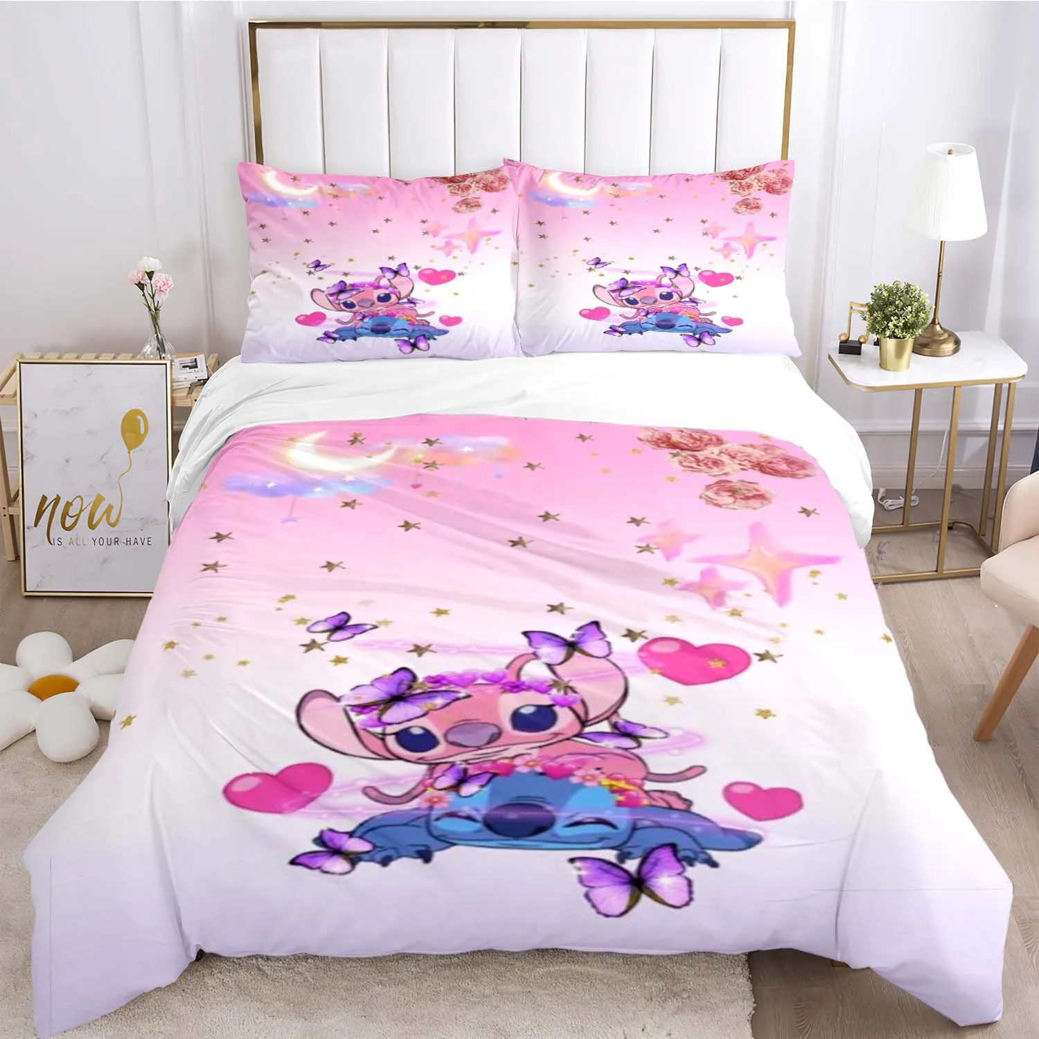 Imagem -04 - Conjunto de Cama Ponto Disney para Crianças Anime de Desenhos Animados Colcha de Monstro Capa de Edredão Fronha Gêmeo Cama King Size Cama Confortável