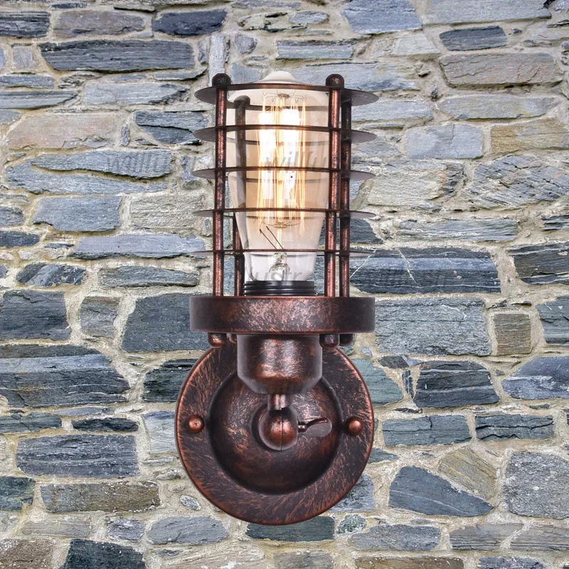 Estilo industrial lâmpada de parede metal vintage ferro arandela loft escada corredor barra varanda iluminação campo americano